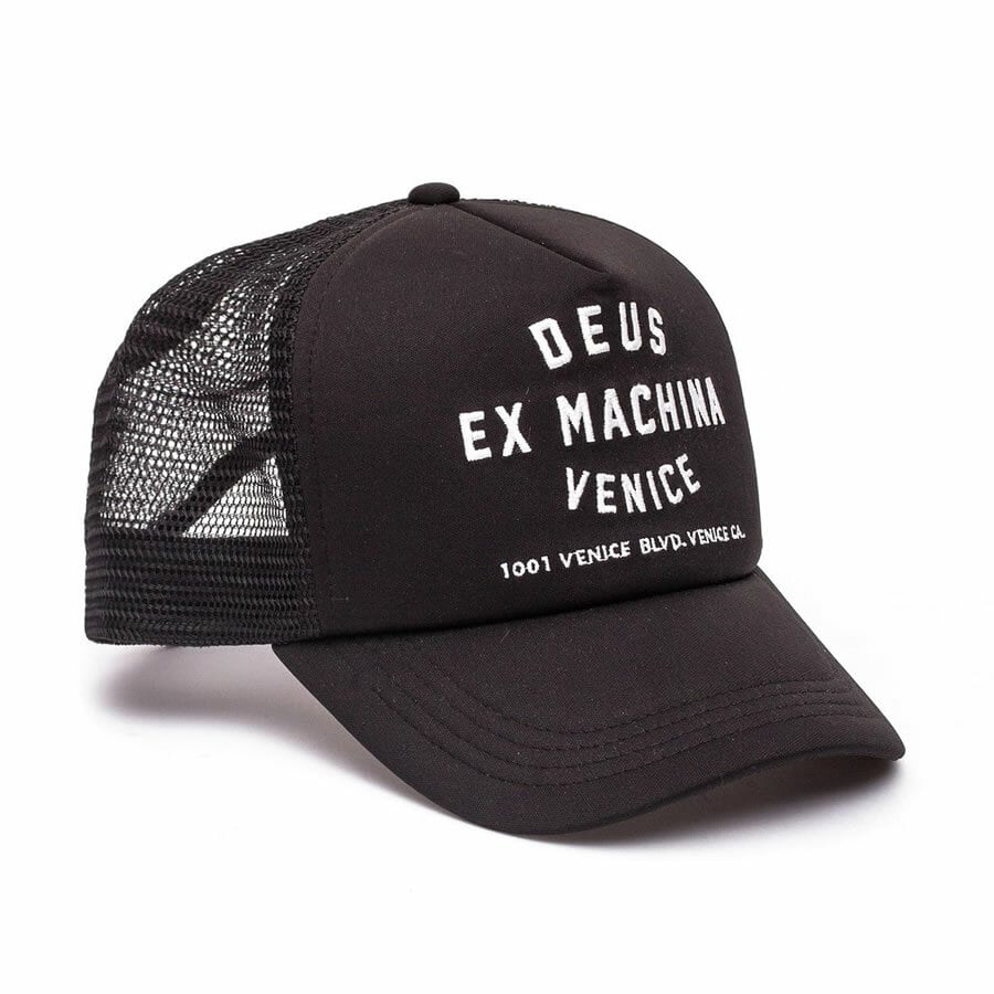Deus ex Machina (デウスエクスマキナ) VENICE ADDRESS TRUCKER BLACK DMA47620 キャップ ブラック  | FAITH