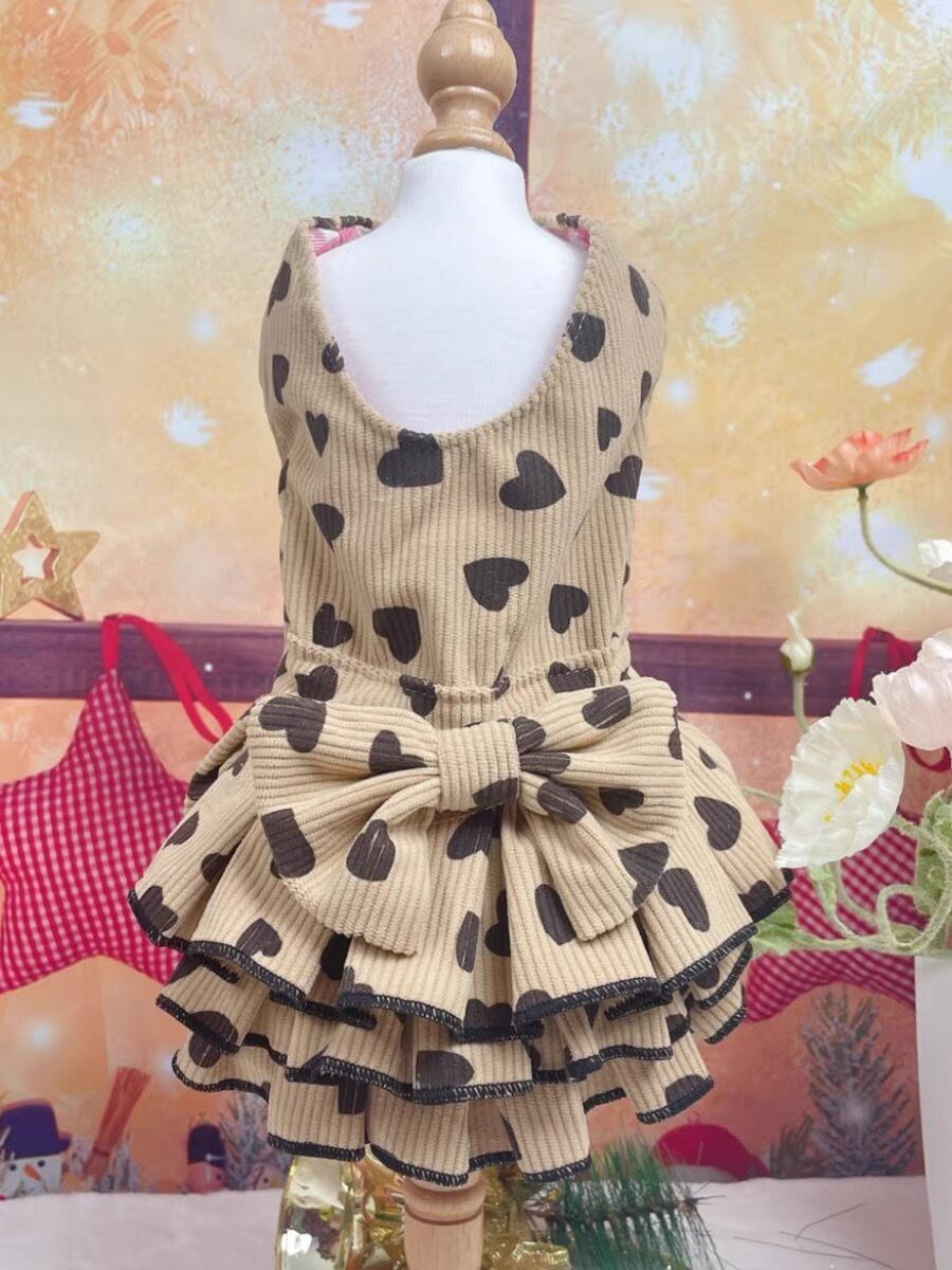 〖予約〗T0156 ハートのコーデュロイワンピース