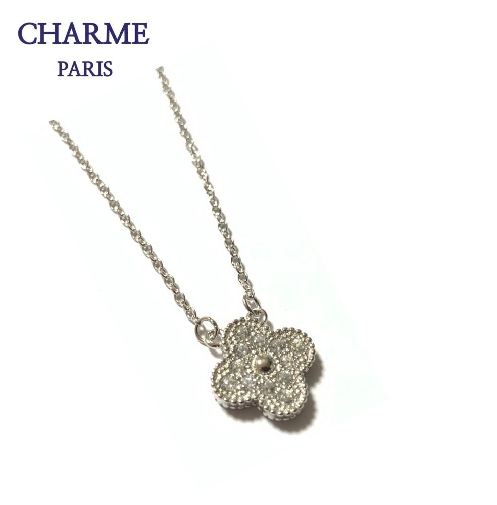 cz full diamond clover necklace