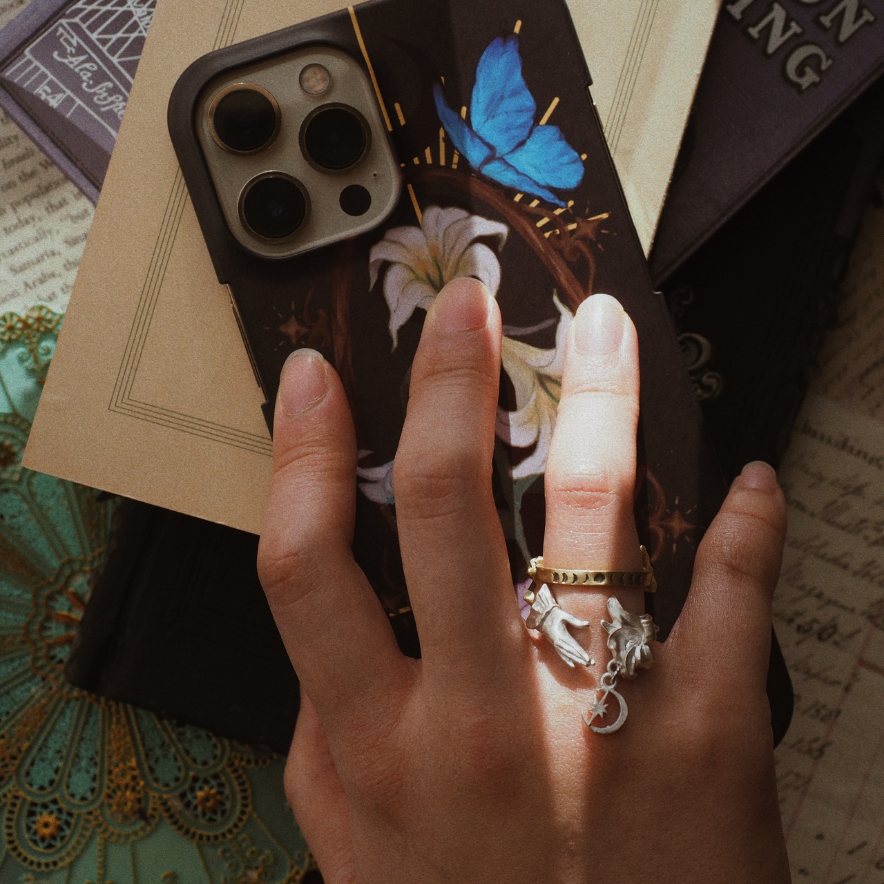 White lily brass ring