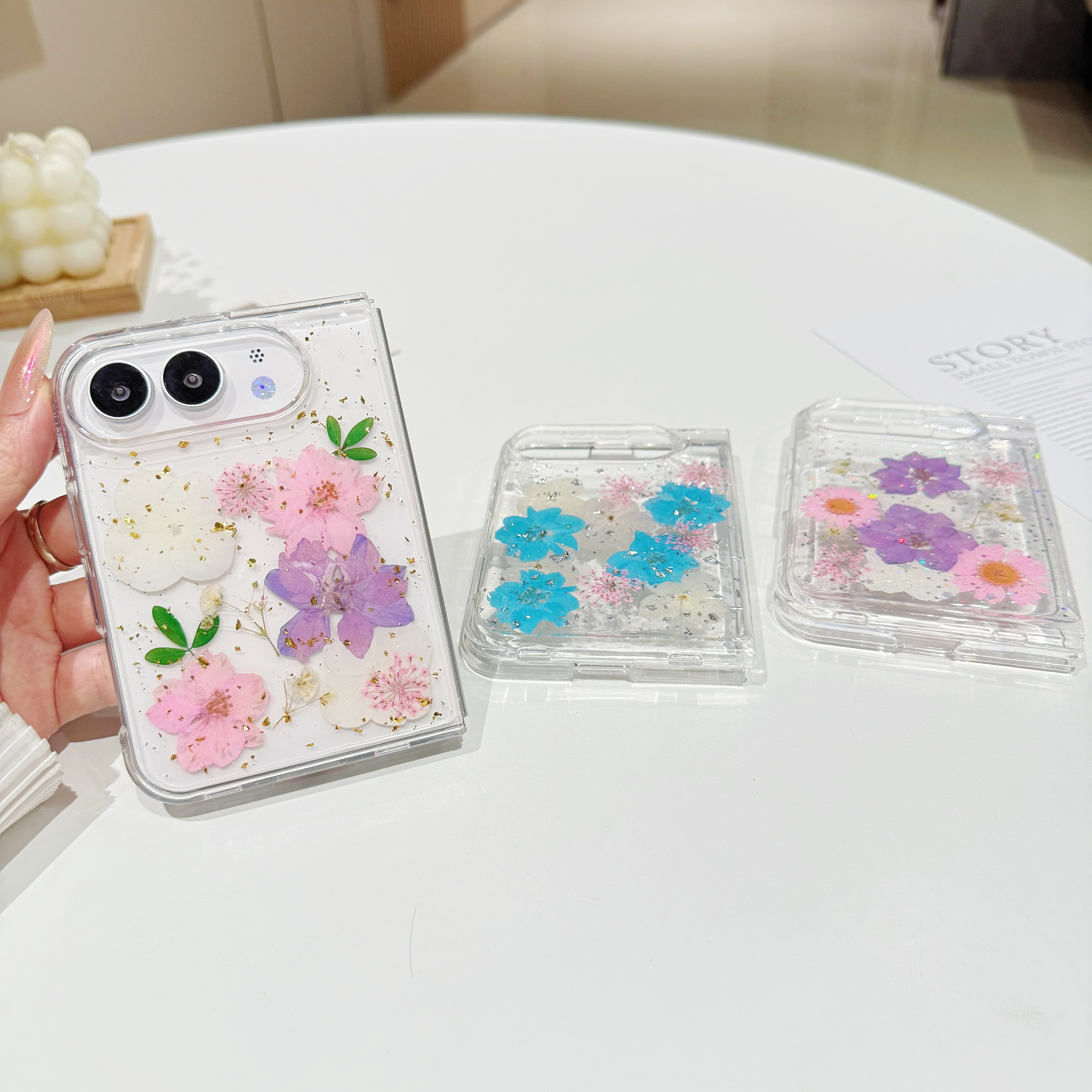 押し花 iPhone Duoケース クリア おしゃれ ドライフラワー