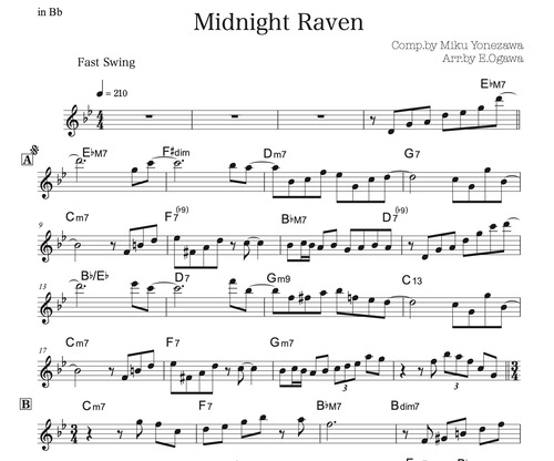 Midnight Raven　譜面 in B♭