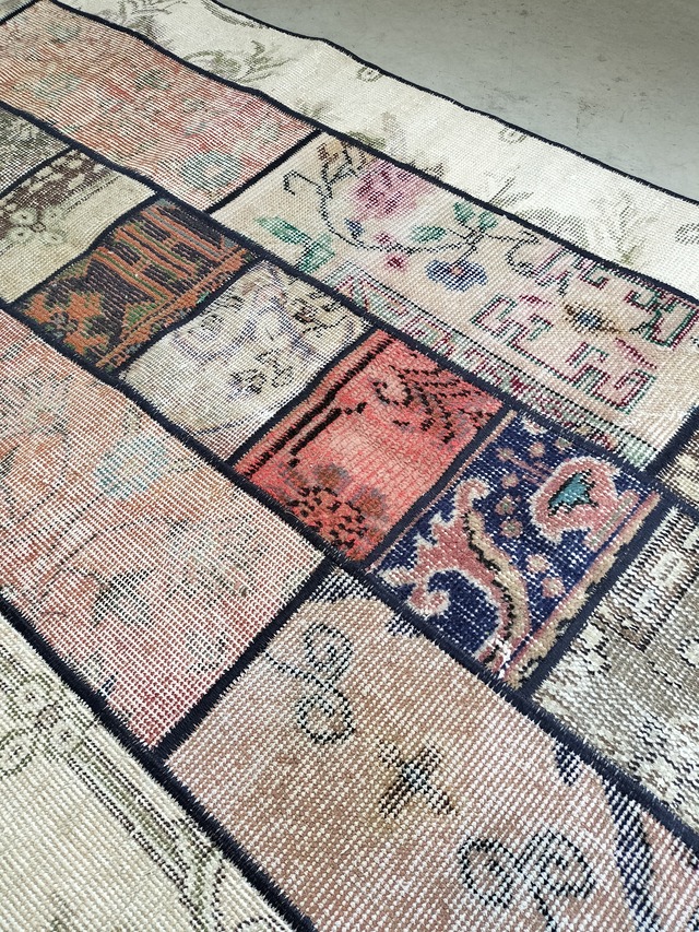 Turkish patchwork rug 199✕89cm No.447