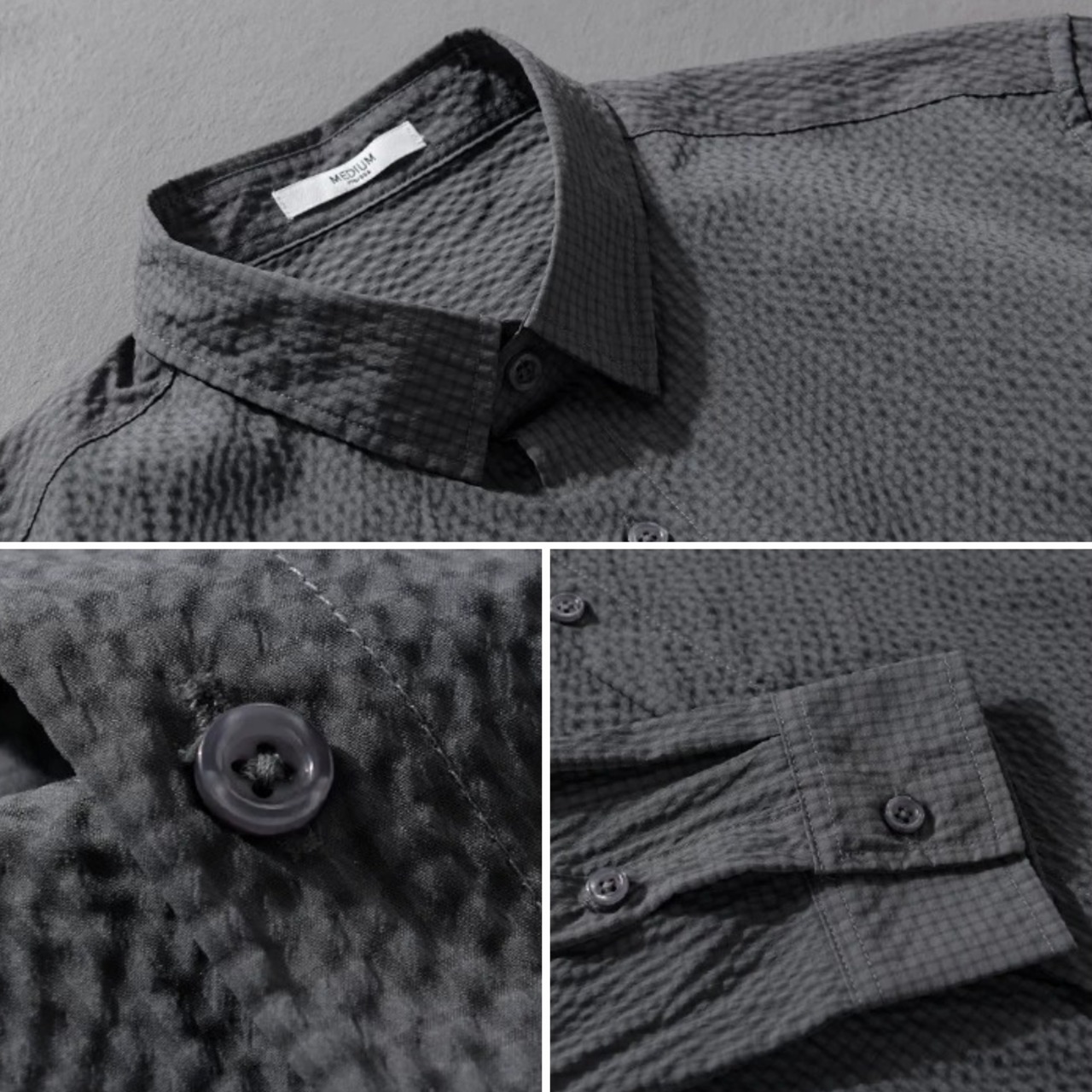 【M-3XL】Light Textured Long Sleeve Shirt / ライト テクスチャー 長袖 シャツ
