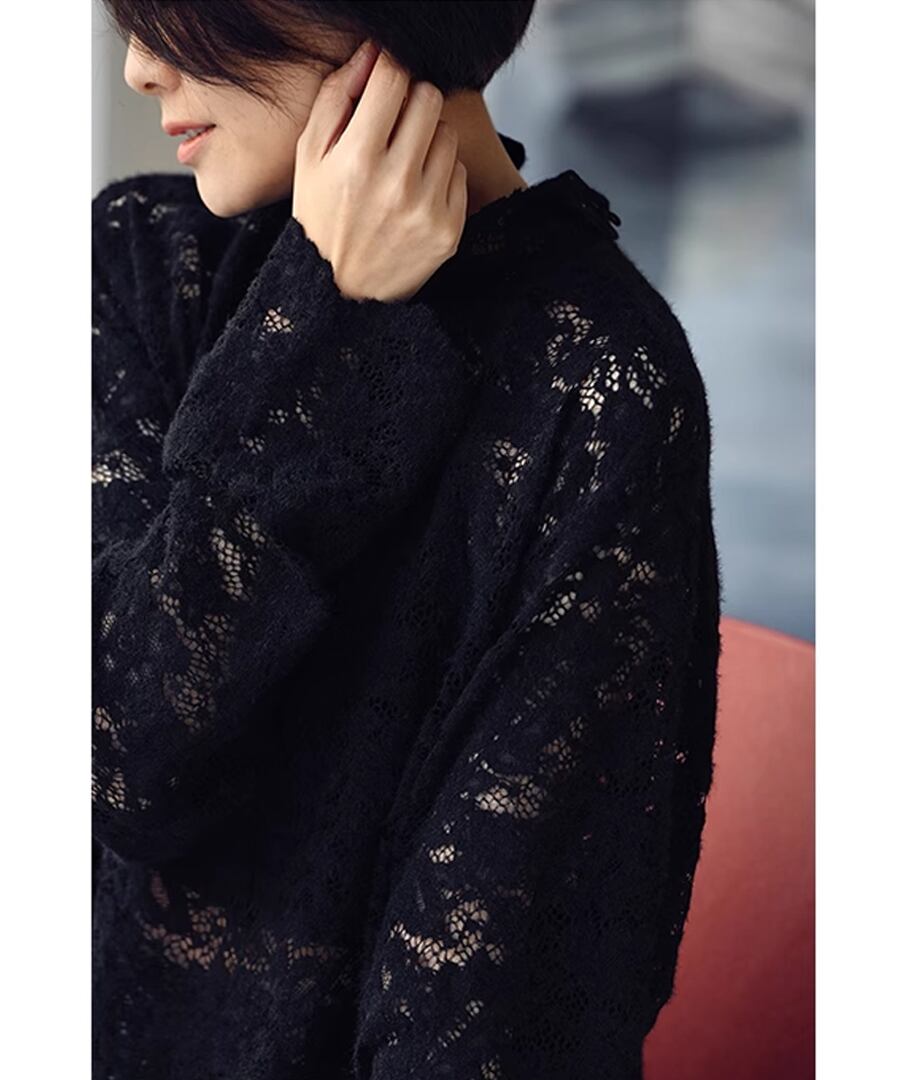 ハーフタートルネックボトムレースシャツ【t-10835】