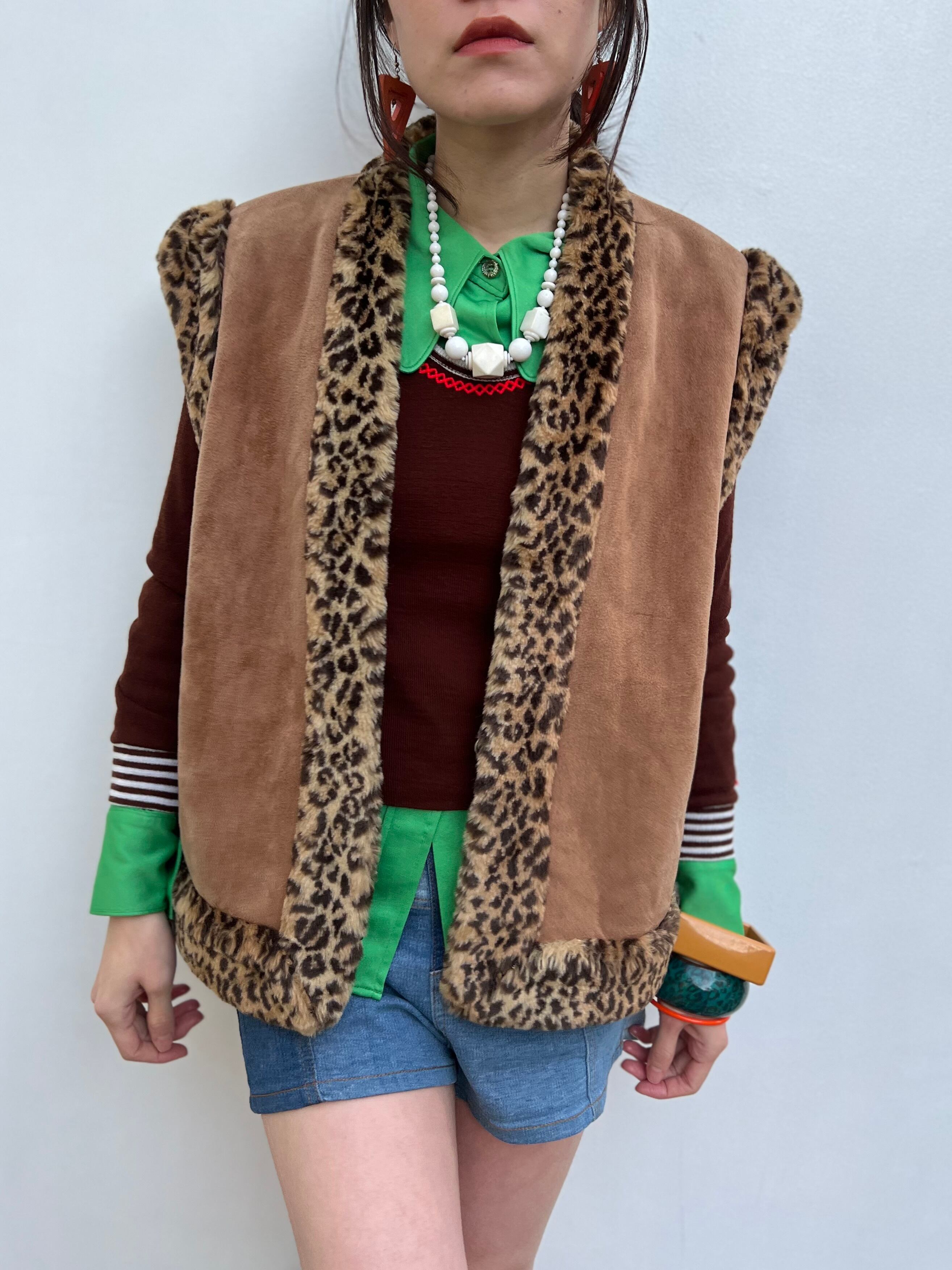 Vintage Leopard fake fur vest ( ヴィンテージ レオパード フェイク