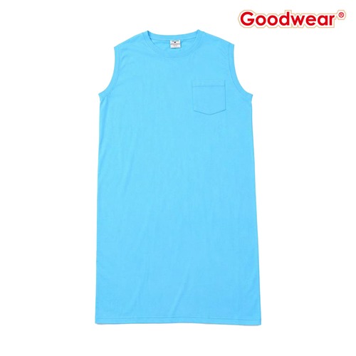 GOODWEAR グッドウェア スリーブレス ポケット ワンピース ロング 26SS レディース ノースリーブ ワンピース USAコットン ヘビーウェイト 綿100％ 130033 BLUE/CHAMBRAY