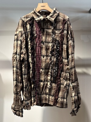 【26AW】OPEN YY オープン ワイワイ/ シャツ / CHECKERED CRINKLE RUFFLE SHIRT
