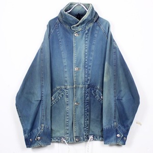 【Caka act2】Faded Vintage Loose High Neck Denim Jacket