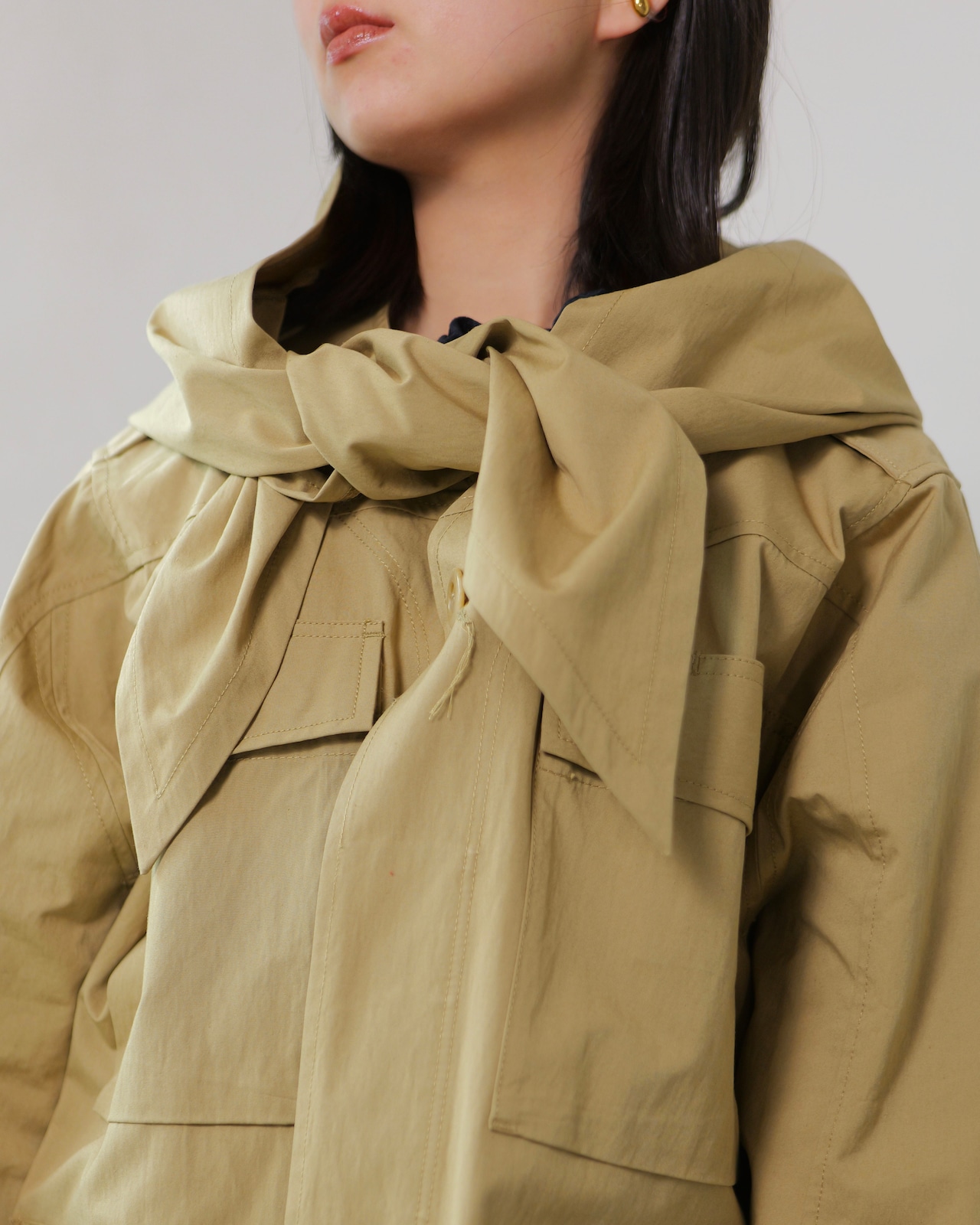 i’m here - Haoli Military Jacket :Beige |フードストールドッキング/2WAY/ウェザークロス 入荷予定:2026.01.17(各色 M 1点)