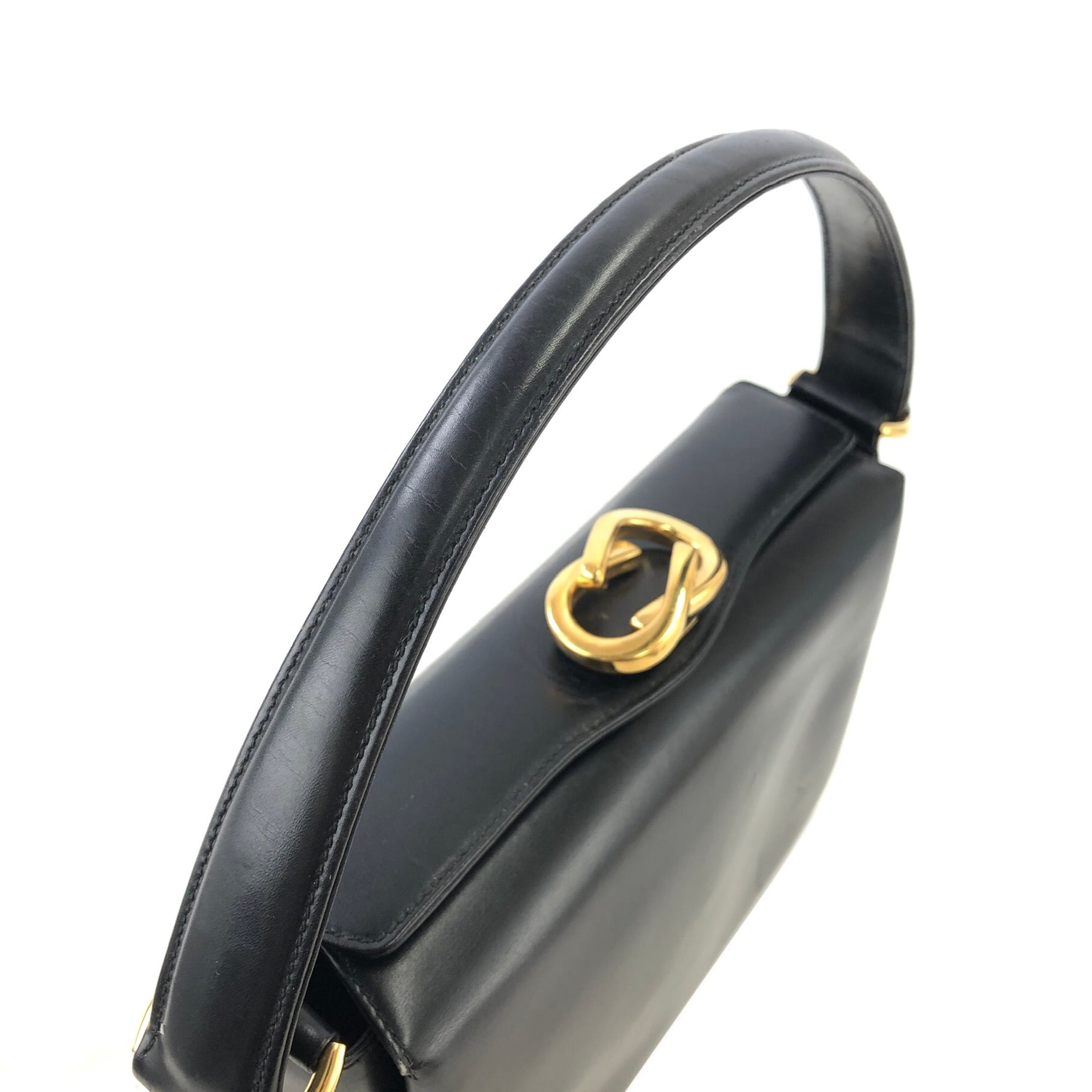 GUCCI グッチ GG金具 レザー ハンドバッグ ブラック vintage