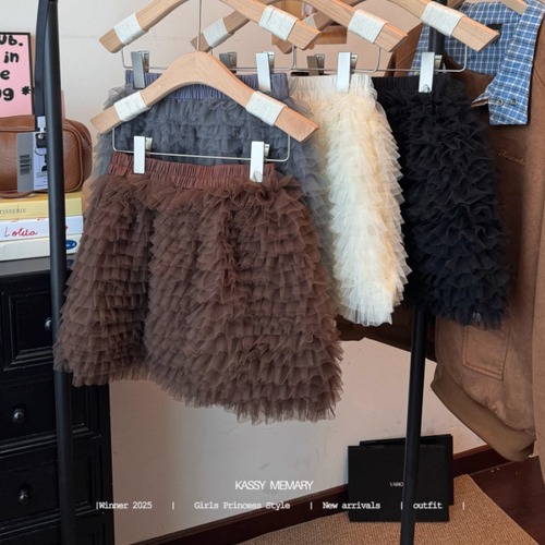 4色／ティアードチュールミニスカート ・73529