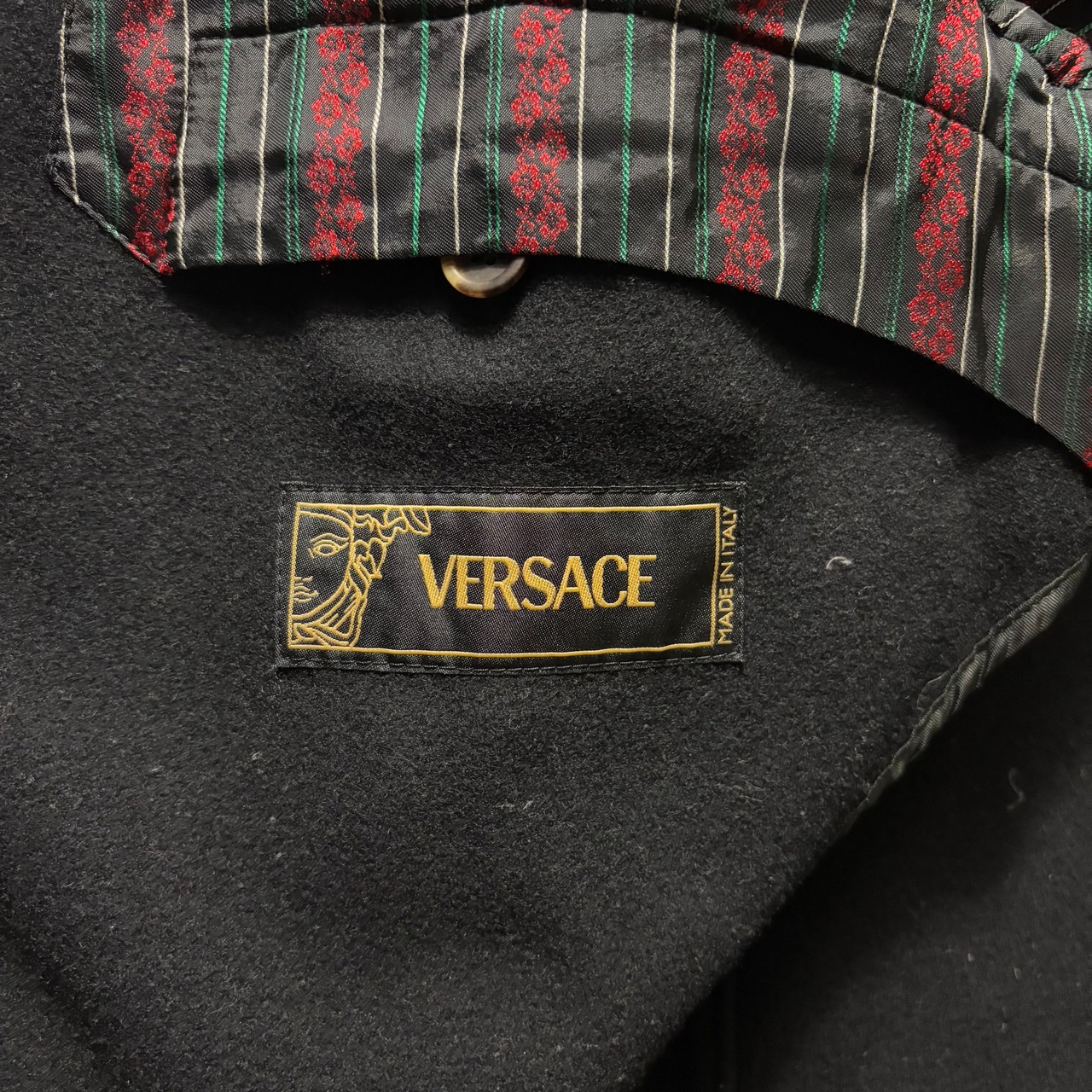 VERSACE black melton tailored jacket