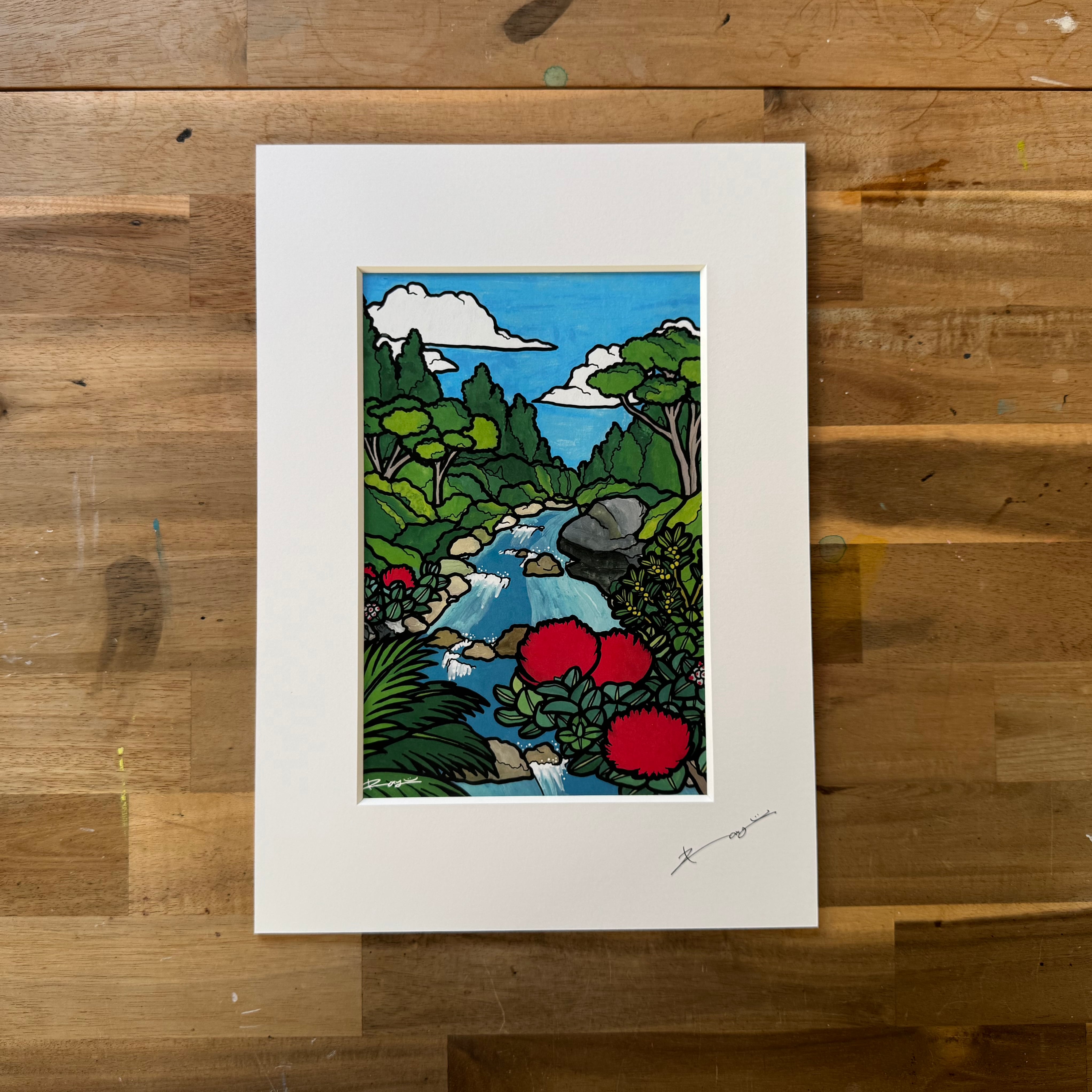 Matted Print【月桃】国産竹紙使用A4サイズプリントアートShell Ginger