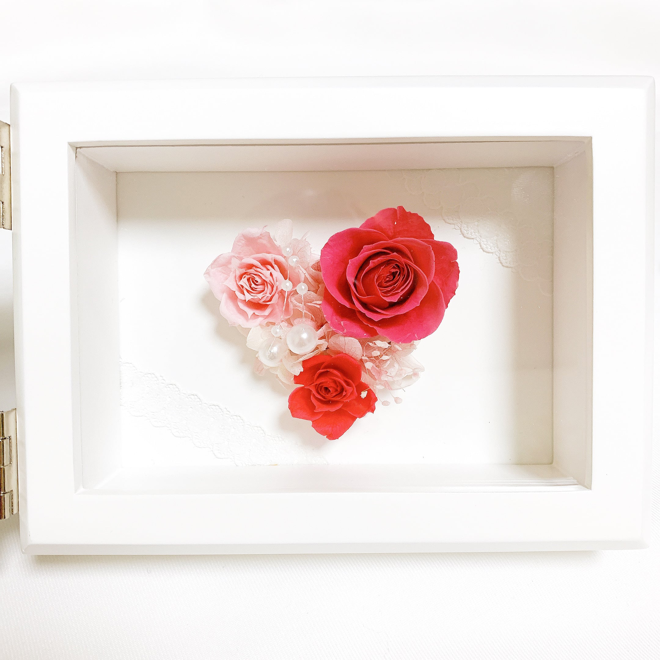 プリザーブドフラワー フォトフレーム 【型取りハート】ハート ハート