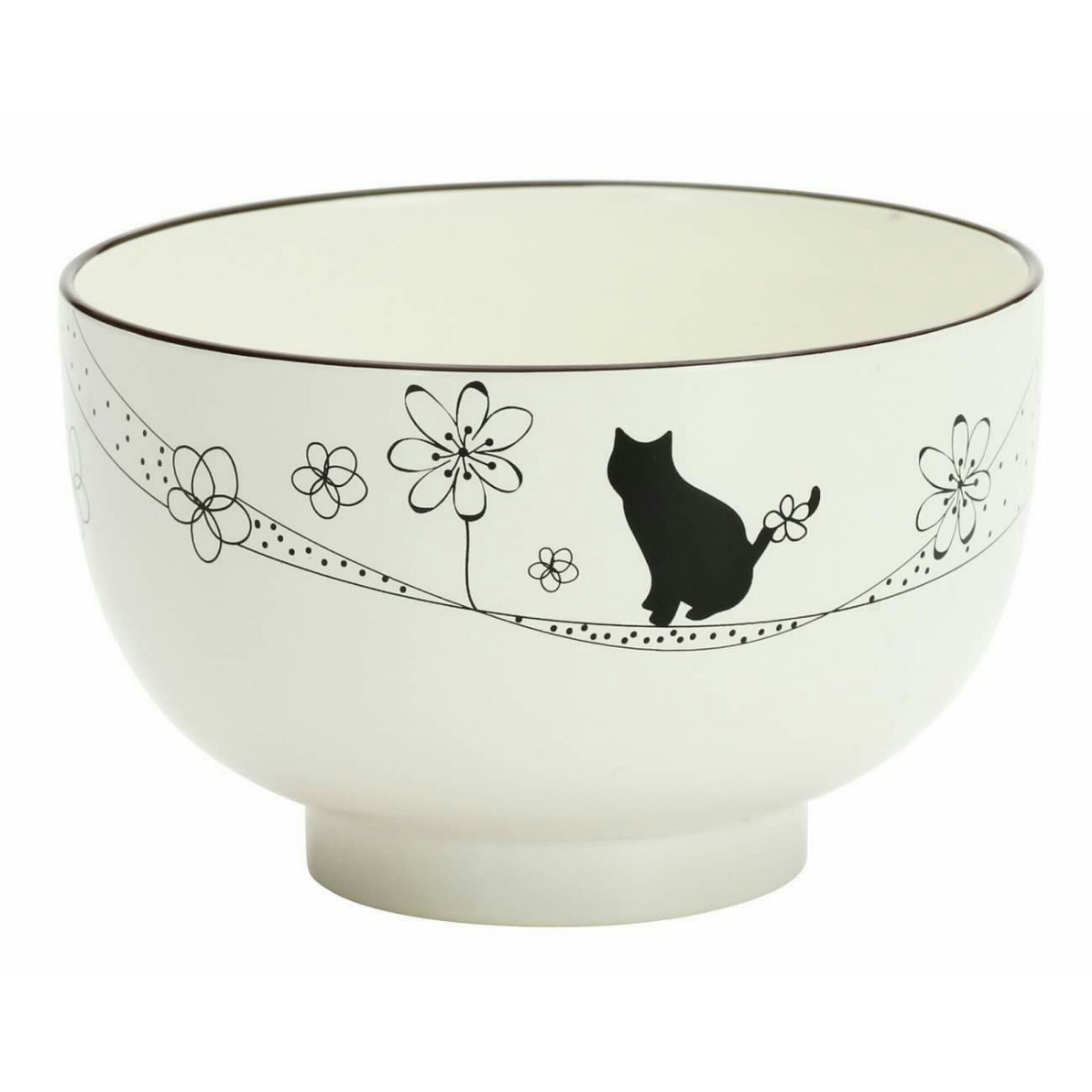 黒猫お茶碗 電子レンジ食洗機対応 キッチン雑貨 Brounie１ キッチン雑貨 Brounie1