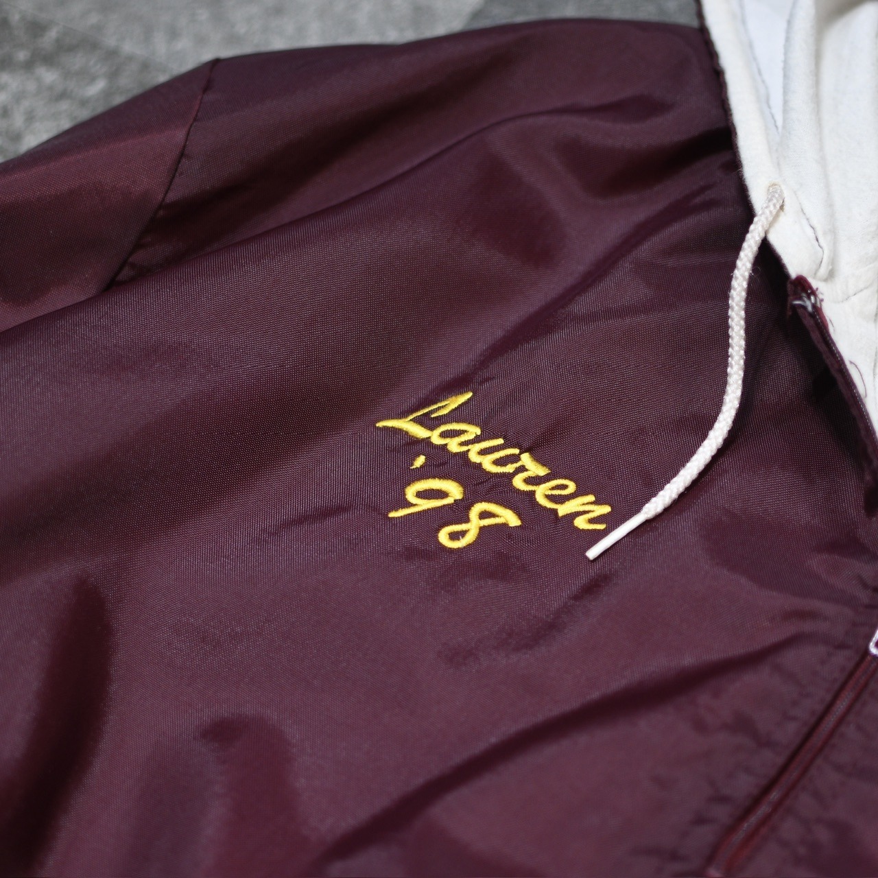 burgundy half zip nylon foodie