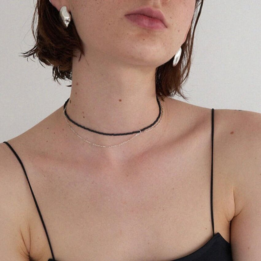 double-layered choker necklace L0491