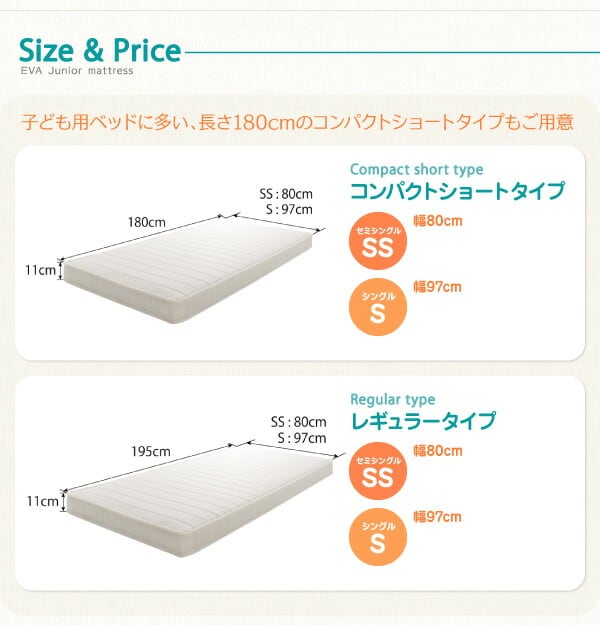 子どもの睡眠環境を考えた 安眠マットレス 薄型・軽量・高通気 【EVA