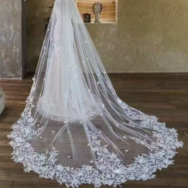 【ウェディングベール】 ウェディングベール ロング 刺繍 レース 結婚式 ホワイト 白 小物 ウェディング 結婚式 挙式 フォトウェディング 20代 30代 40代 シンプル 前撮り 後撮り 少人数ウェディング ナチュラル ウェディング レストランウェディング ガーデンウェディング リゾートウェディング カジュアルウェディング  ソロウェディング
