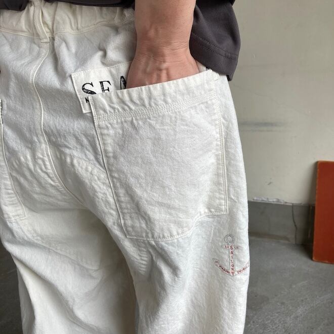 快晴堂 レディース メンズ パンツ ステッチ沢山・パンツ HAYATEマリン