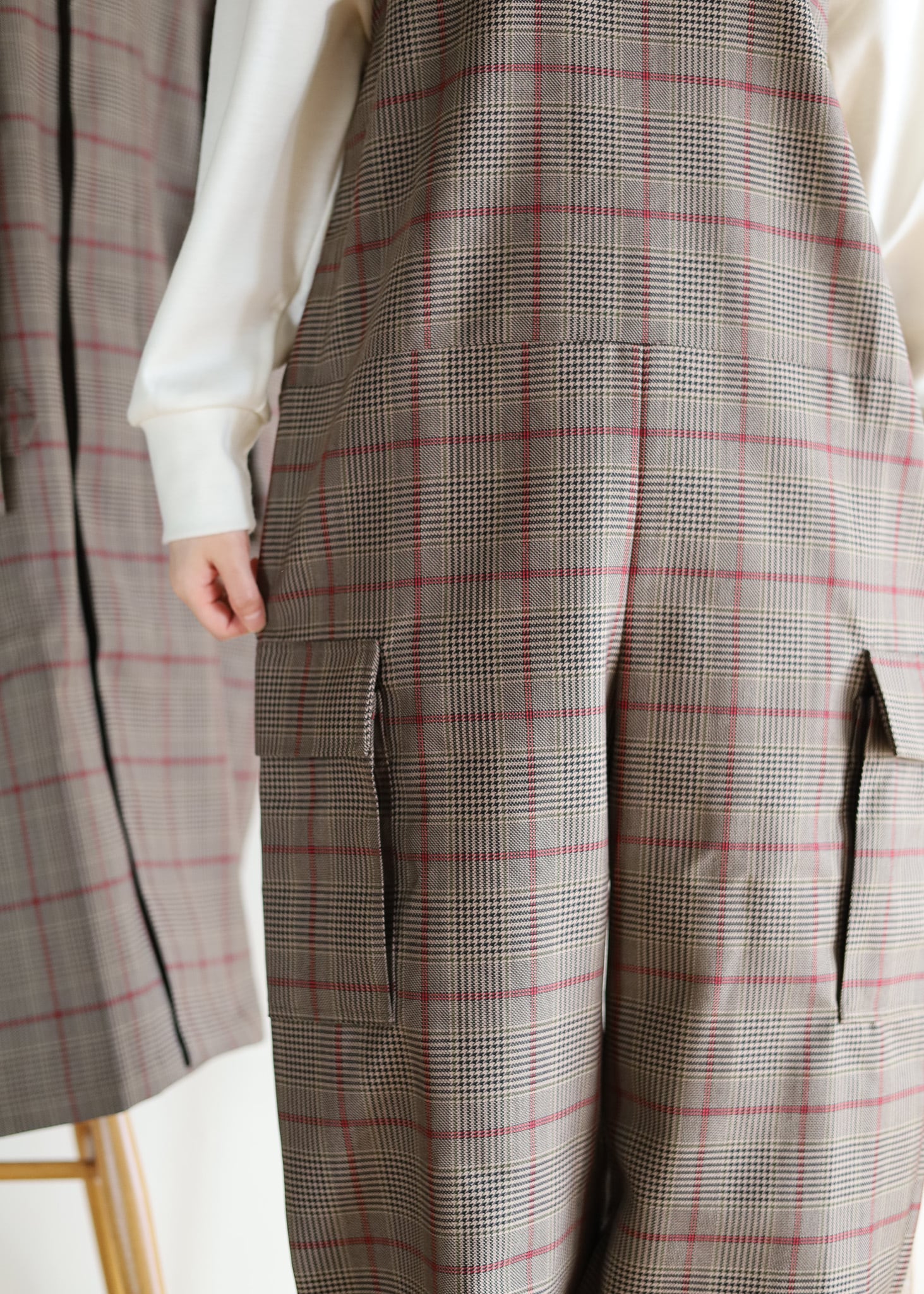 Honnete - New Jumpsuit ジャンプスーツ - ブラウンチェック | merle