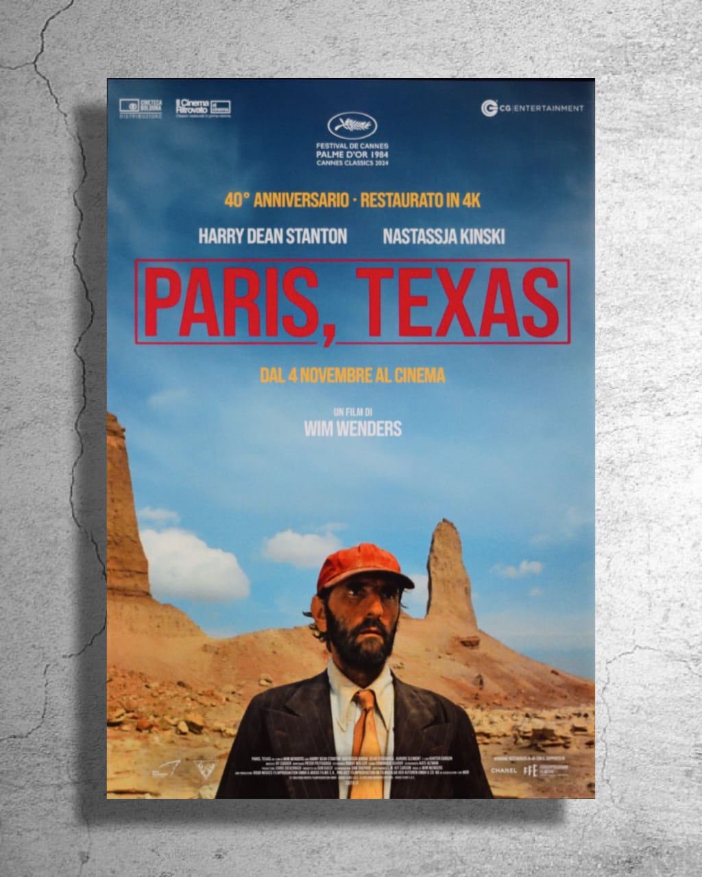 ヴィム・ヴェンダース監督映画『パリ、テキサス Paris,Texas,』イタリア上映時の告知ポスター