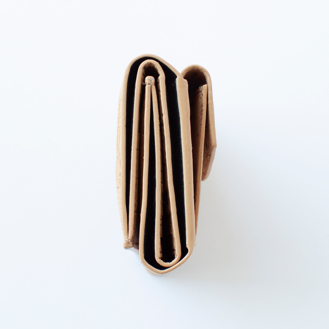 【アウトレットセール】Trifolia　三つ折りコンパクト財布 コルク製 ナチュラルストライプ