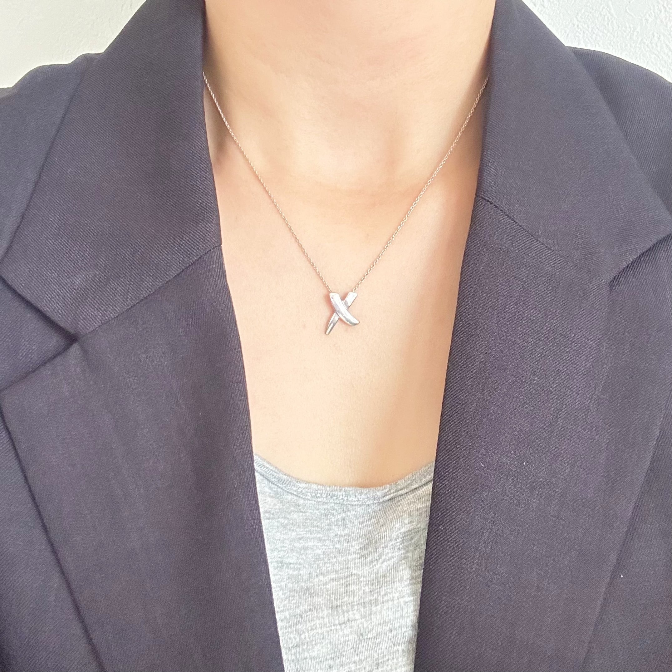T8012】Tiffany&Co. graffiti X necklace/silver925/ティファニー