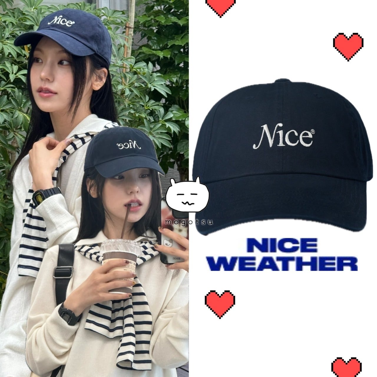 ★【Nice Weather】SIGNATURE CAP★韓国の人気韓国の人気 ☆ITZY イェジ 着用!!【NICE WEATHER】Signature Cap (Navy