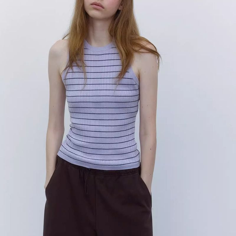border knit tank top 101586