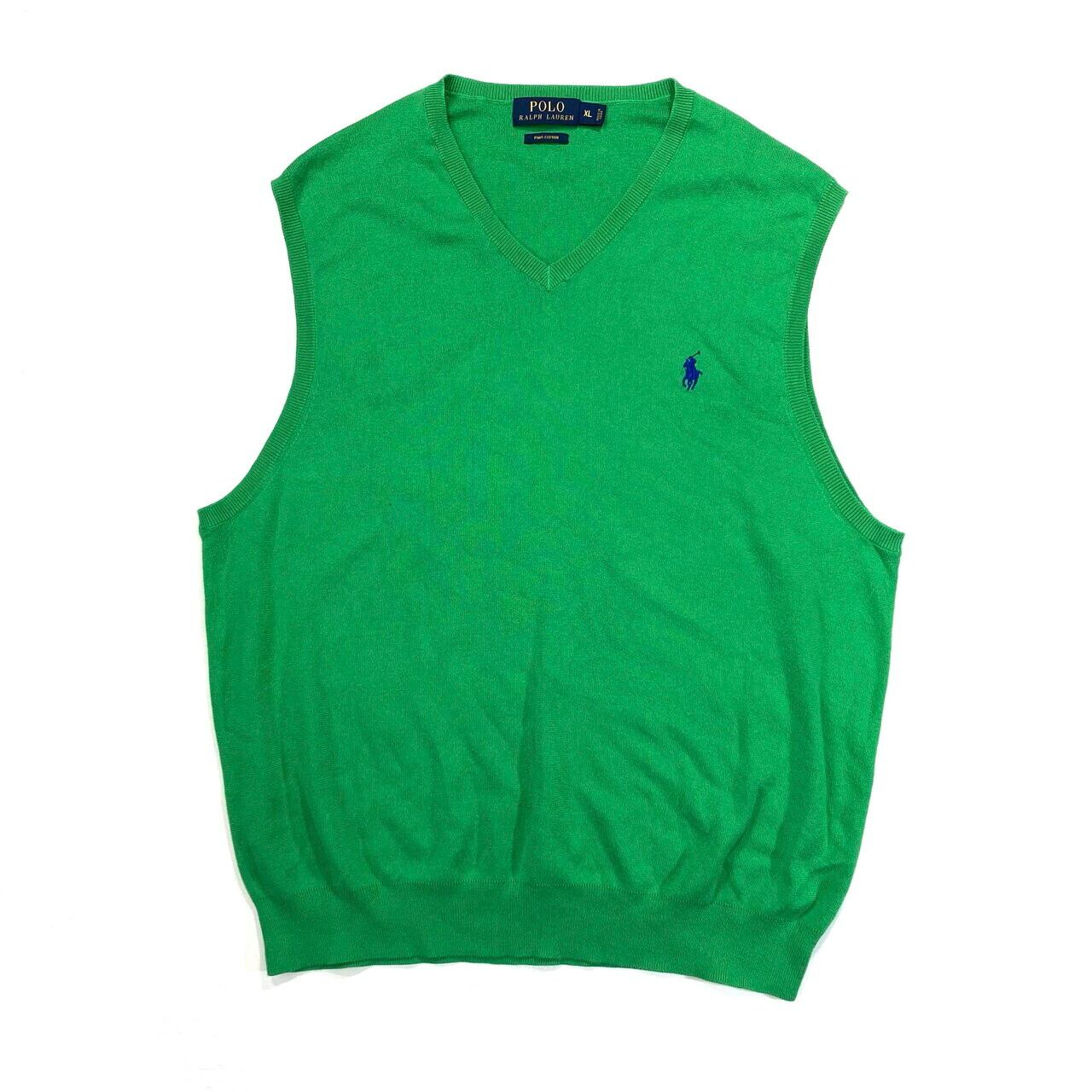 Polo Ralph Lauren ポロ ラルフローレン ピマ コットンニットベスト メンズxl グリーン 古着 ニットセーター Cave 古着屋 公式 古着通販サイト