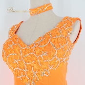 社交ダンス 衣装 ラテン ドレス ワンピース 蛍光 オレンジ フリンジ 鮮やか デモ 競技 ダンス パーティドレス パーティ 発表会 伸縮 ストレッチ オレンジ系 フリンジドレス 衣装パーティ 踊り用衣装 ラテン競技用 デモンストレーション用 ダンス用ドレス コスチューム