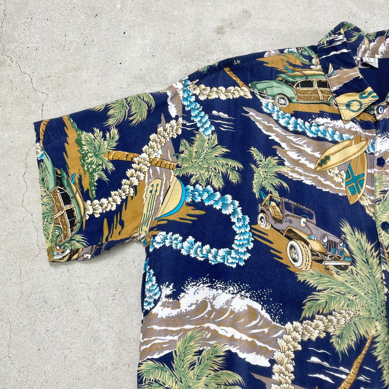 UNKNOWN ハンドメイド アロハシャツ レーヨン 半袖シャツ メンズL 古着