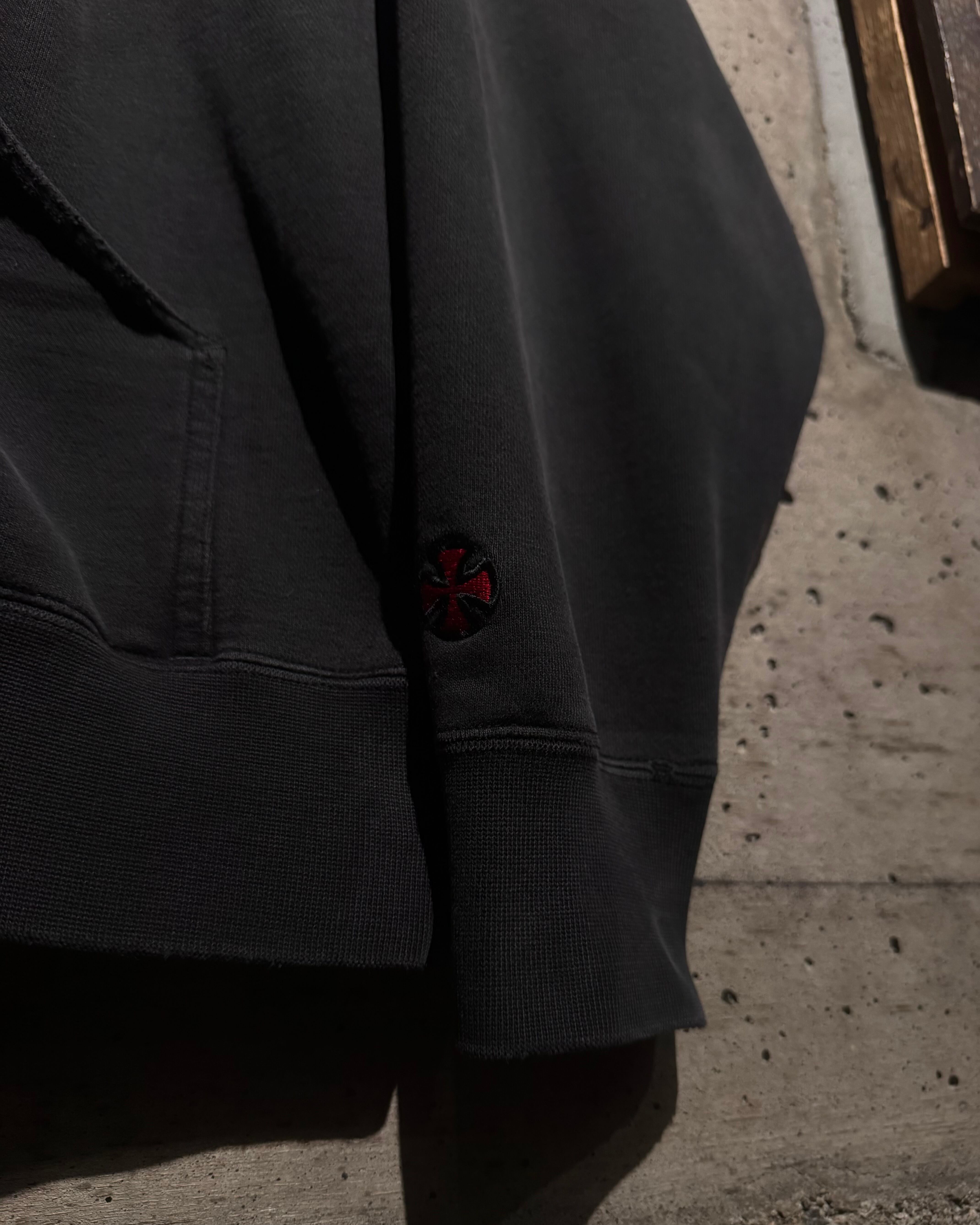 Caka】“INDEPENDENT” “Boro“ Vintage Logo Embroidery Zip Up Hoodie