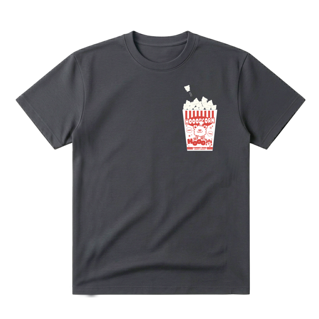 SNACK TIME HOOO【Hoooさんの ポップコーン 胸ポケTシャツ】