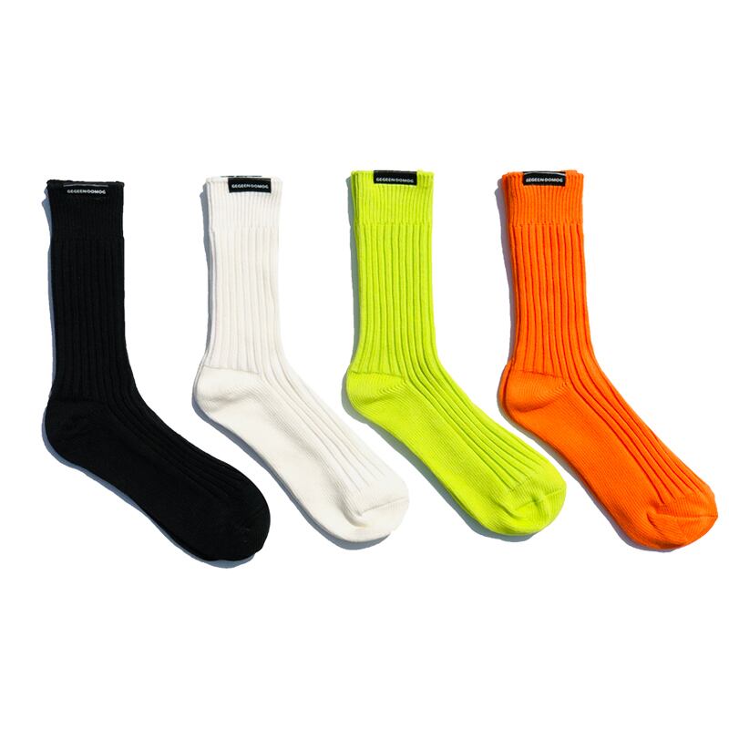 Tumulus: GEGEEN DOMOG オリジナルタイドブランド スモールクリップ スタンダード 蛍光グリーン ソックス インスタイドピープル ハイトップ ロングチューブ オレンジ タイツ ストッキング Tum23863567734