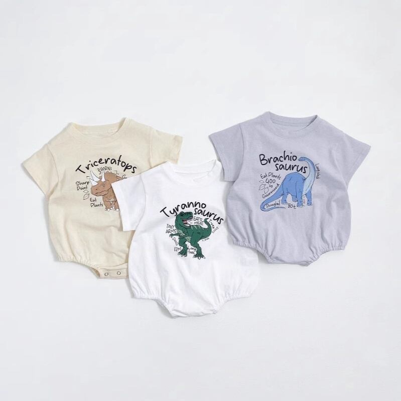 【BABY】韓国風 動物柄半袖ロンパース