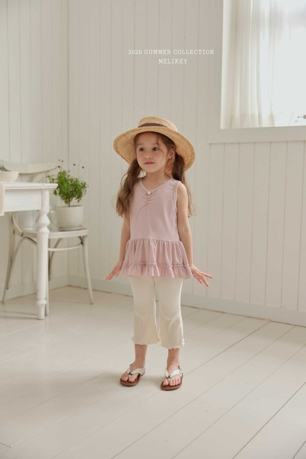 [MELIKEY] Rose Frill Sleeveless Tee (JS/JM) / [미라이키] 로즈프릴나시티 (JS/JM)