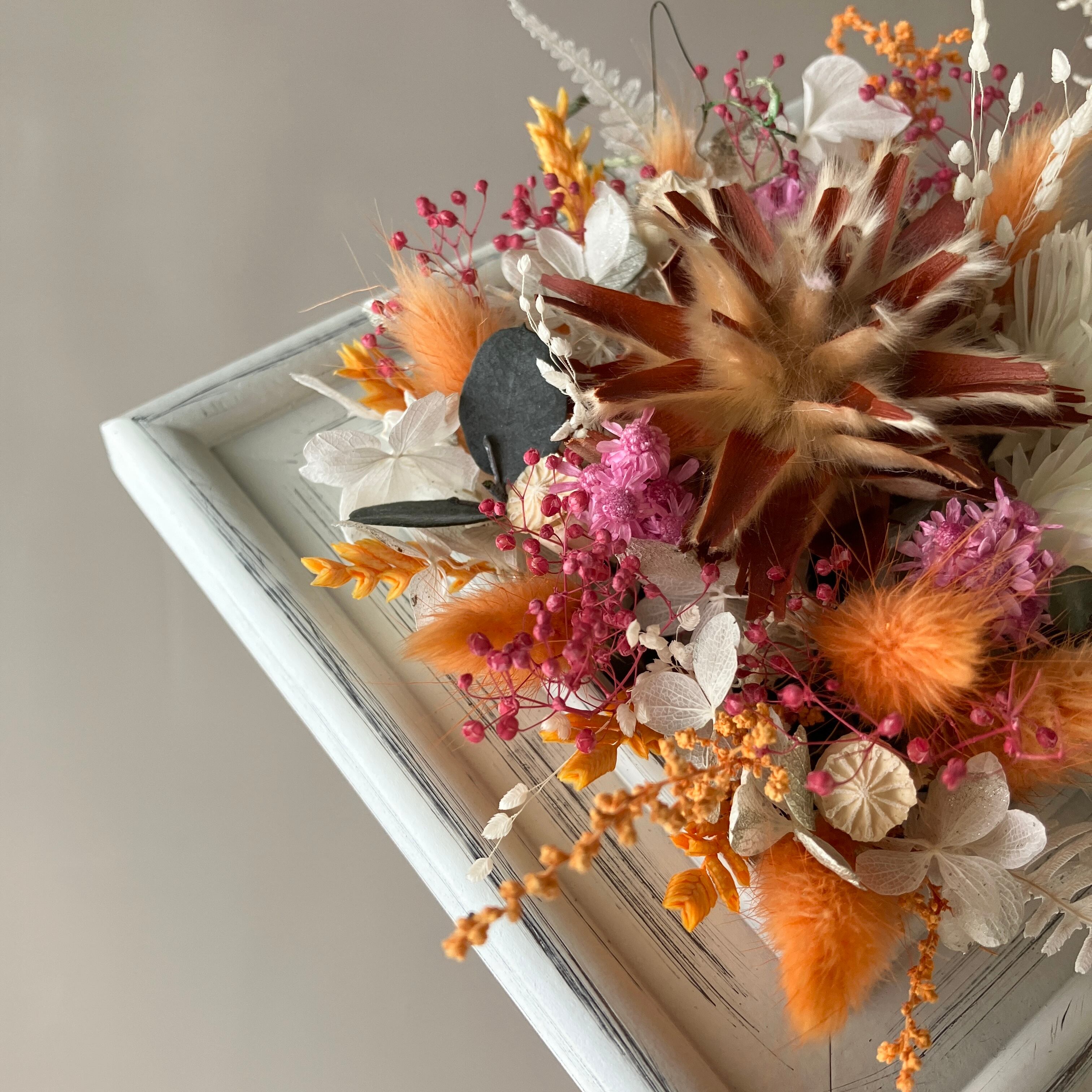 オータムオレンジ〈フレームアレンジS〉ドライフラワー 結婚祝い 新築  