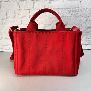 PRADA プラダ ２WAY キャンバス ショルダーバッグ 赤 A-13196
