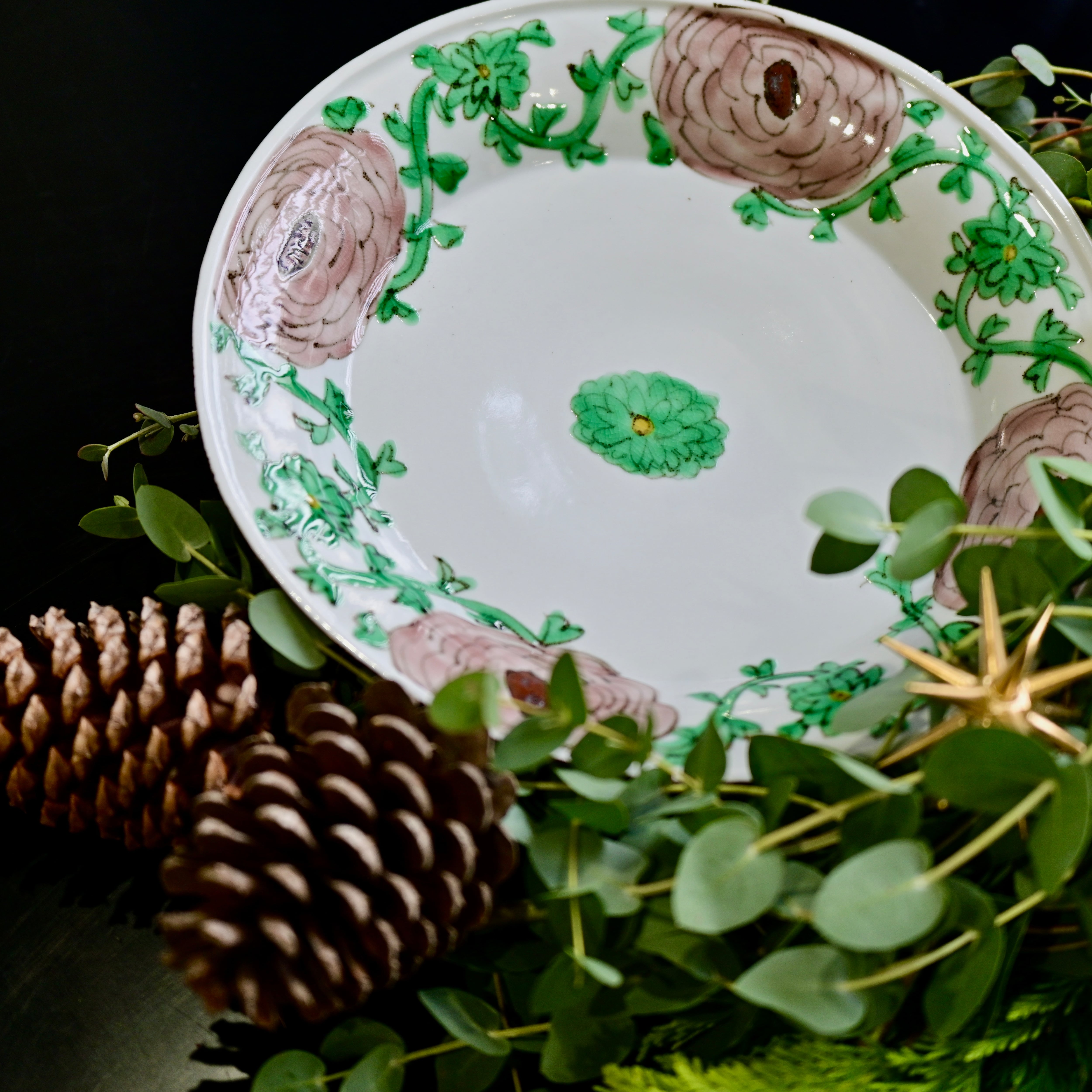 村田菜穂美『楕円リム盛皿 ラナンキュラス ピンク』2104130001666