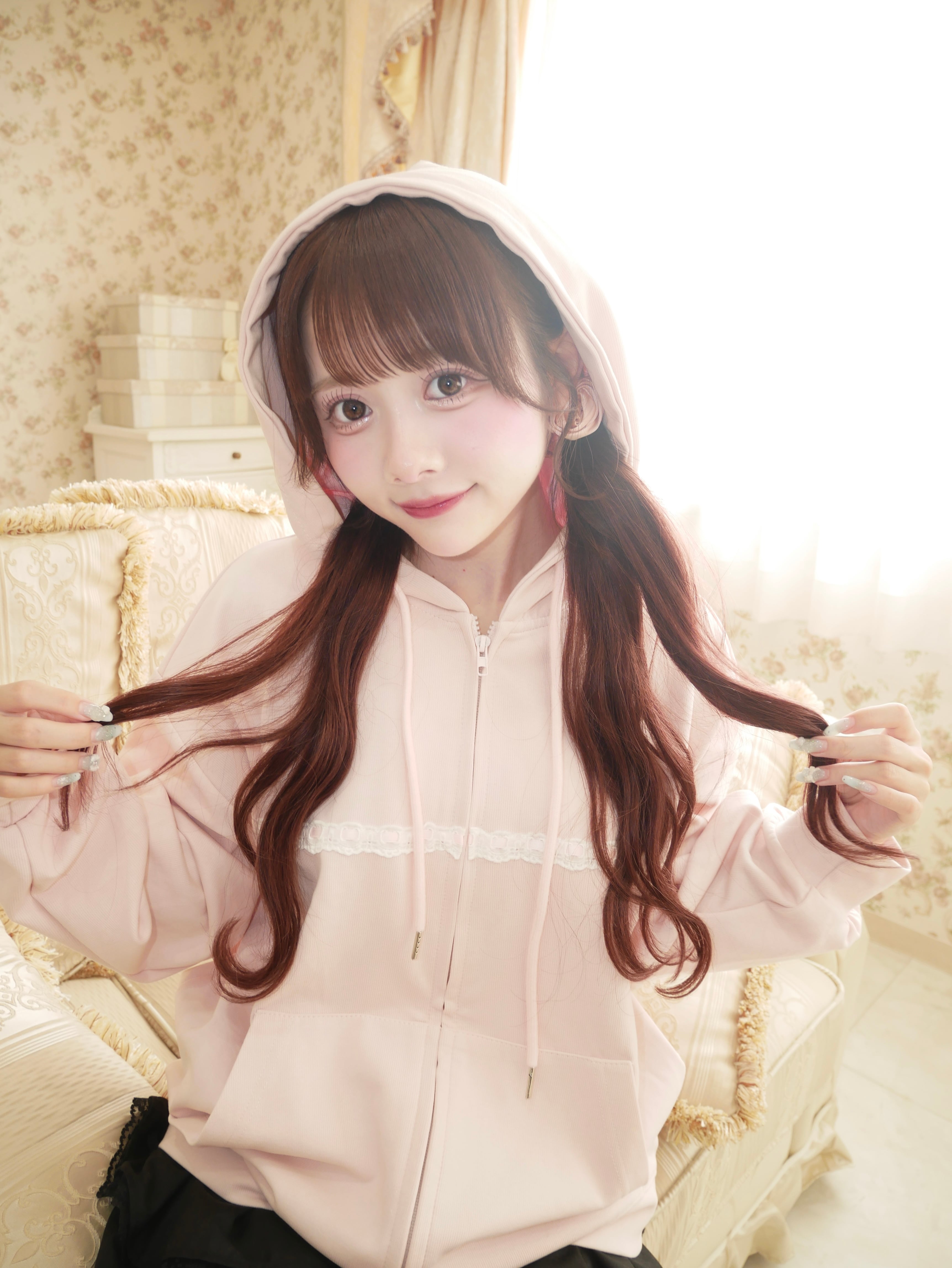 lace line zipper hoodie