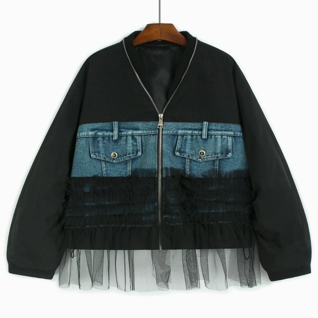 Tulle Denim Mix Blouson 01468