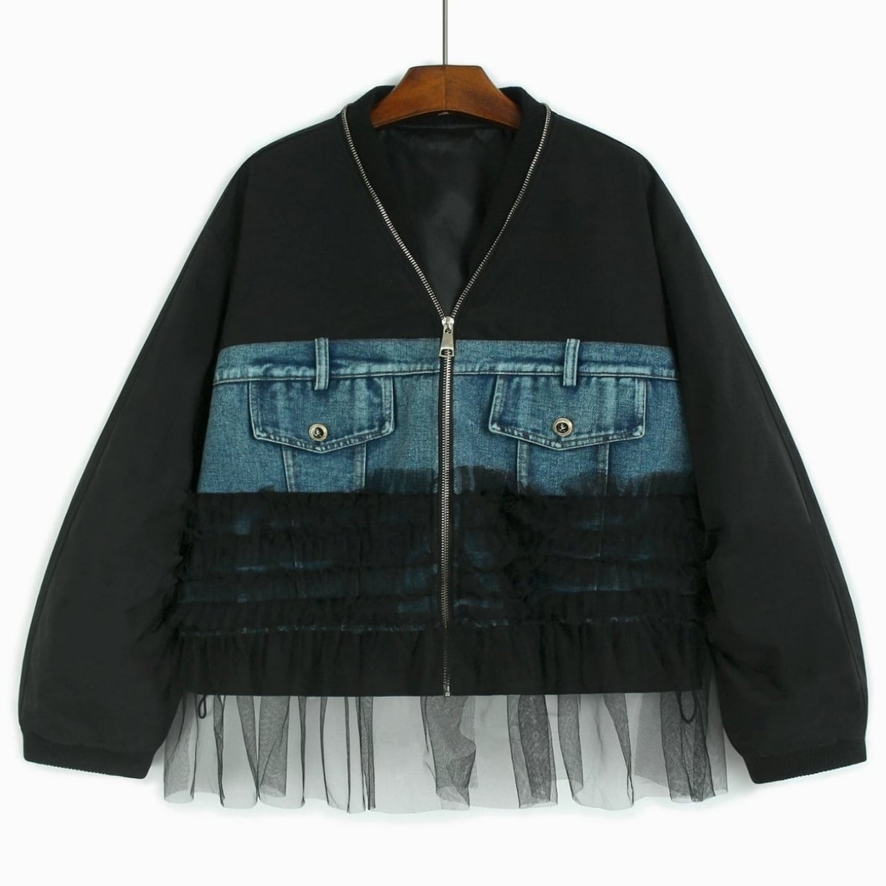 Tulle Denim Mix Blouson 01468