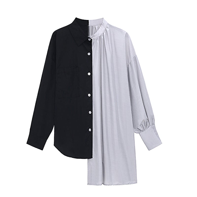 モード系 ブラウス バイカラー アシンメトリーデザイン 大人きれい
