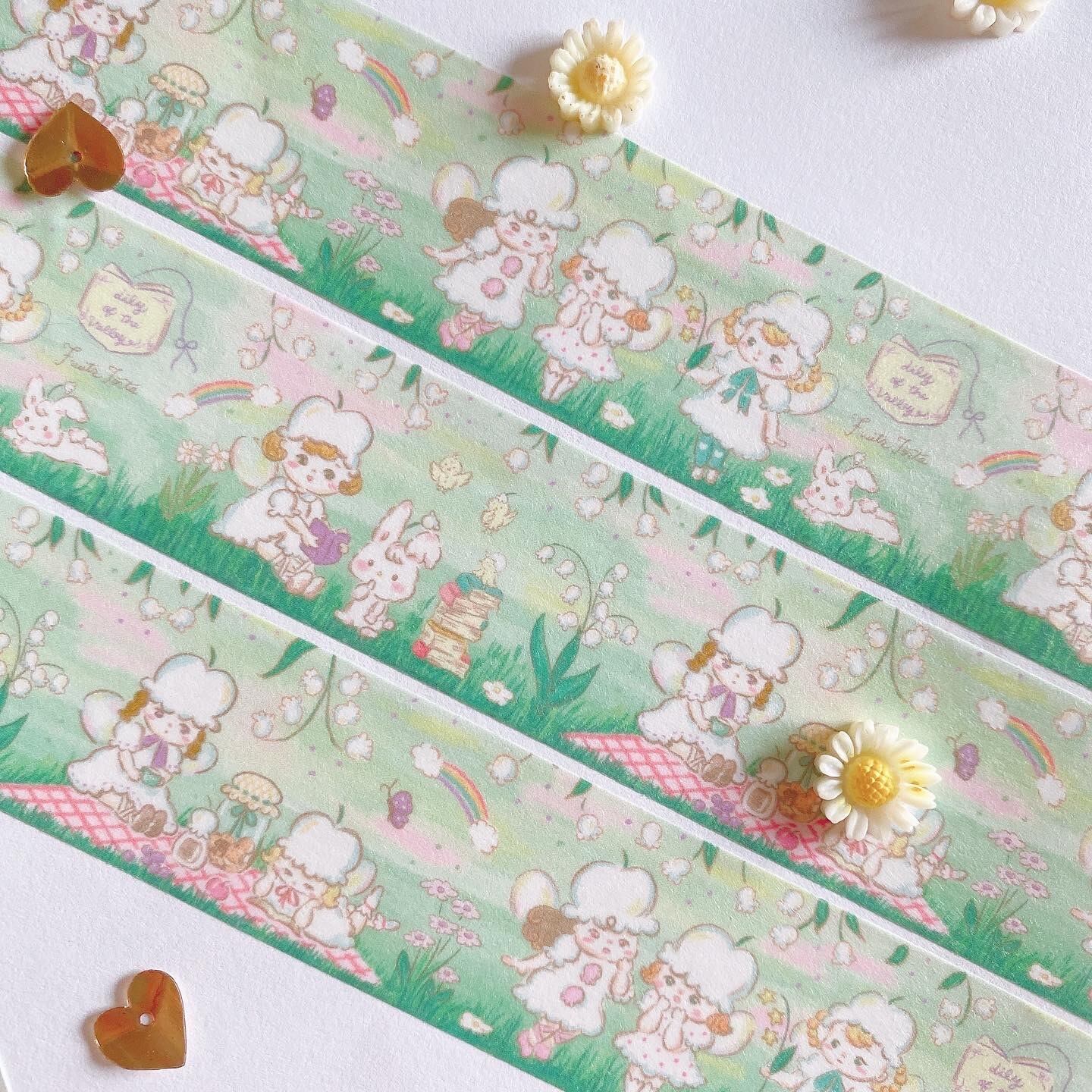 すずらん妖精たちのティータイム　マスキングテープ24mm Lily of the valley fairies teatime washitape 24mm