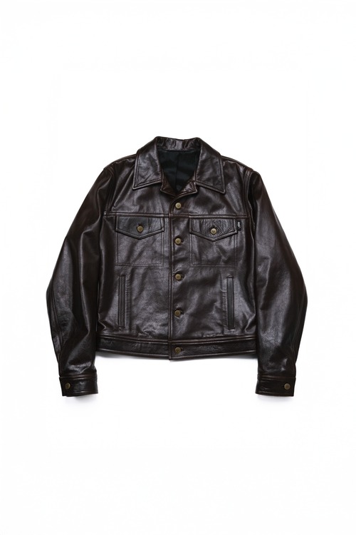 [1990s] "agnès b. HOMME" Cow Leather Trucker Jacket (Made in France)