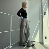 袖バイカラーシアーニットCS/ブラック