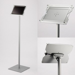 iPad床置きフロアスタンド【 T5+ 】● 10.9インチ＆11インチ iPad用 | 受付案内システムのiPad盗難防止受付台に対応
